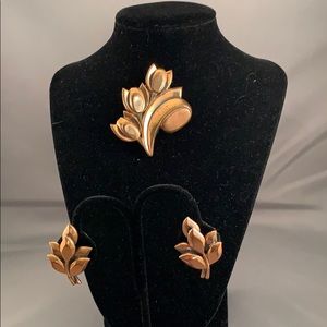 Copper pin and earrings